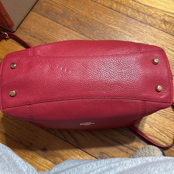 Coach Lenox Pebble Leather Satchel True Red with Gold Hardware - Picture 4 of 16